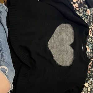 Ellos Black Sweater with Silver Heart
